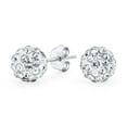 thumbnail image 1 of Boucles d'Oreilles Clous Boule Disco en Cristal Pavé Clair pour Femmes et Adolescentes - Rond, Simple, Design Basique - Argent Sterling.925 - 8MM, 1 of 5