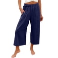 thumbnail image 3 of Women's High Waisted Cropped Wide Leg Pants Summer Loose Travel Work, 3 of 9