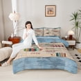 thumbnail image 4 of Homewish Teens Rustic Farmhouse Full Size Comforter Sets, Wheat Blue Lake House Bedding Comforter Set, Wooden Boat Paddle Reversible Bedding Sets, Luxury Bedroom Decor, 3-Piece, 4 of 8
