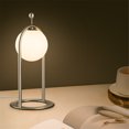 thumbnail image 1 of Tubicen Lampe de Table Moderne en Forme de Globe en Verre, Lampe de Bureau à DEL Intégrée 5 W à Intensité Réglable avec Interrupteur Tactile, Lampe de Chevet pour Chambre à Brancher USB, Luminosité à 4 Niveaux, Lampe de Table Ronde en Boule de Verre, Nickel, 1 of 7