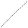 thumbnail image 2 of Gem Stone King 925 Sterling Silver Pink Moissanite and White Lab Grown Diamond Bracelet for Women (2.25 Cttw, Gemstone Birthstone, Round 4MM, 7.5 inch), 2 of 6
