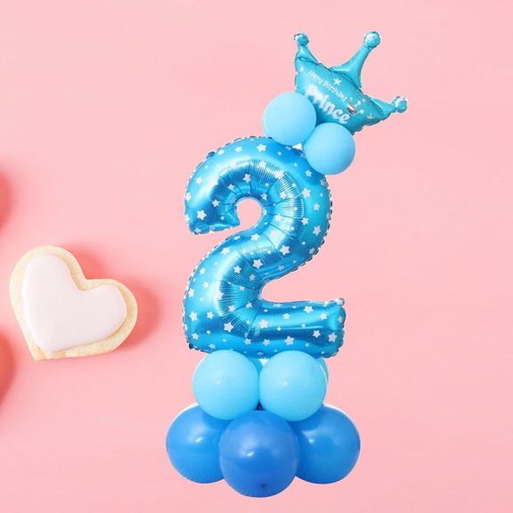 Masteelf 32inch Number 2 Foil Stand Up Balloon DIY Set Road Cited for Baby Shower Kids Birthday Party Celebration Decoration (Blue)