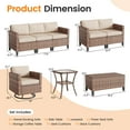 thumbnail image 6 of Poteban Outdoor Patio Furniture Set, Rocking Swivel Chair, 9 Pieces Wicker Rattan Sectional Furniture for Backyard (Khaki), 6 of 13