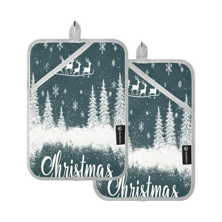 

BZSMCE Pot Holder Oven Mitts Cooking baking White Snowflakes Reindeer Creative Pattern Size:7x9.8in