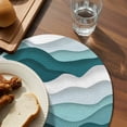 thumbnail image 3 of Turquoise Ombre Round 13 Inch Placemats Set of 2, Modern Geometric Moire Abstract Art HeatResistant Non Slip Place Mats for Dining Table, Wipeable Braided Kitchen Table Mats for Housewarming, 3 of 9