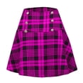thumbnail image 5 of Wutalume Women's Loose Fit Plaid Print High Waist Hip Wrap Button Skirt, A-Line Style, Office Casual and Weekend Outfit,Hot Pink 2XL, 5 of 5