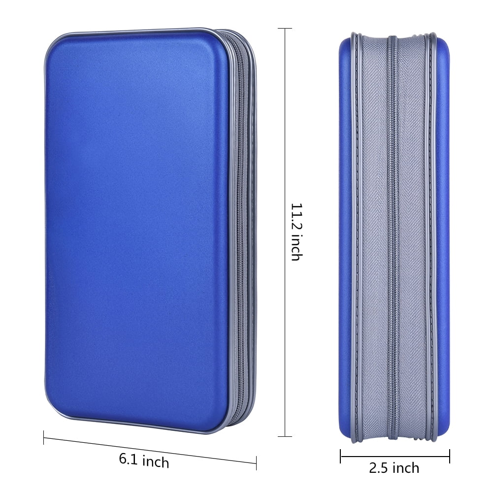 (4 pack) 96 Capacity CD Case,Blue Hard Plastic CD/DVD Holder Portable Wallet