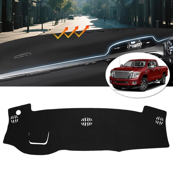 Canvcle Dash Cover Compatible with Nissan Titan 2016-2023 Dashboard Mat Cover Sunshade Nonslip Mesh Protector No Glare