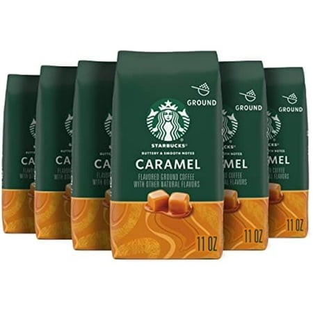 Starbucks Caramel Flavored Medium Roast Ground Coffee, 11 Ounce (Pack Of 6)