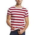 thumbnail image 6 of LELINTA Striped T Shirt for Men Crew Neck Tee Stripe Slim Fit Cotton Top Male Casual Red and White Striped, 6 of 8