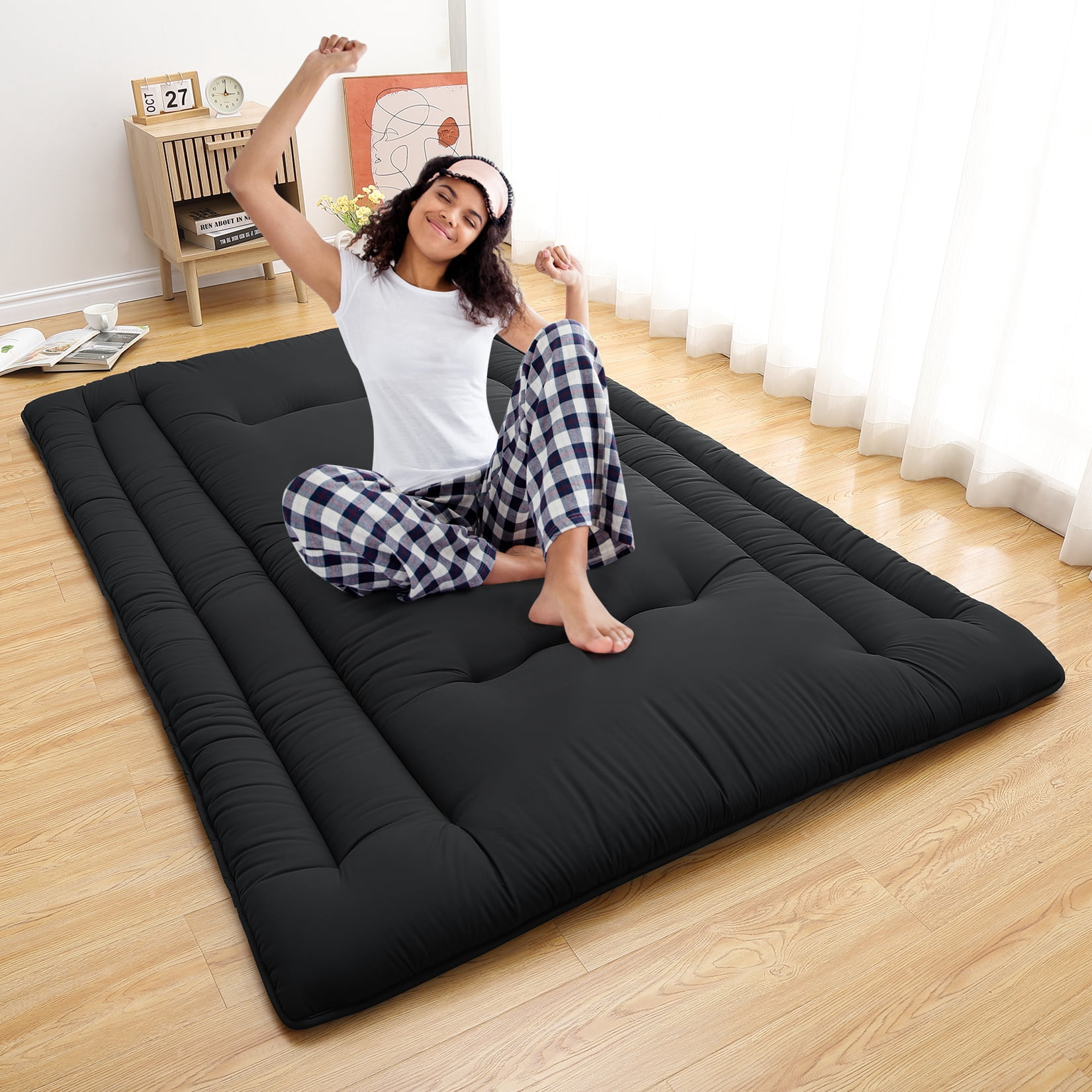 Garvee Colchoneta Futon Japonesa Plegable 10 cm – Estilo Tatami para Dormir en el Suelo, Cómoda y Portátil para Viajes y Camping