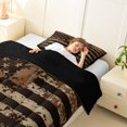 thumbnail image 3 of Manfei Retro Camo Usa Flag Twin Comforter Sets,Vintage Stripes Art Bedding Set,Brown,Black Reversible,2pcs,1 Comforter and 1 Pillowcase, 3 of 7