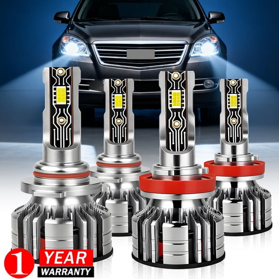 For Chevy Traverse 2009 2010 2011 2012 6000K LED Headlight High/Low Beam Bulbs