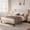 Beige-Queen, variant on Full Size Bed Frame with Upholstered Headboard, Under Bed Storage, 850lbs, Dark Gray