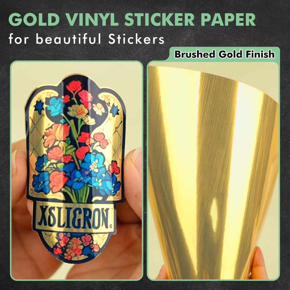CIRCLE- Koala Brushed Gold Vinyl Sticker Paper for Inkjet & Laser Printers Waterproof 20