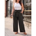 thumbnail image 2 of Cueply Womens Wide Leg Pants Plus Size Elastic Tie Knot Lounge Pants Loose Trousers with Pockets, 2 of 7