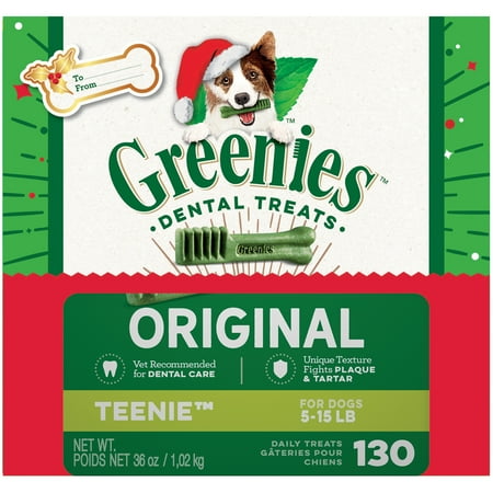 Greenies Christmas Limited Edition Packaging Teenie Dental Dog Treats, 36 oz. Box (130 Treats)
