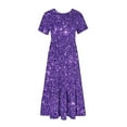 thumbnail image 7 of Purple Brunch Dresses for Juniors Fall Summer Short Sleeve Crewneck Floral Graphic Maxi Long Loose Fit Tiered Dresses Women 2025 Clothes Trendy L, 7 of 7
