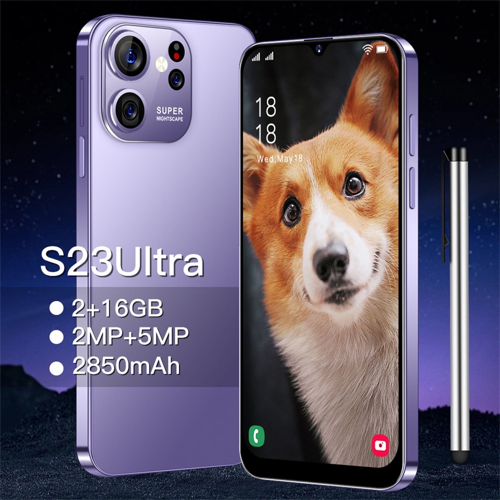 HOMBOTI Smart Phone Clearance Smartphone Straight Talk S23 4G Android Smartphone 6.3-inch HD Standby Card Slot 2+16G Memory 2850mAh Battery Support 2A Fast Charging, OTG And Type-C Interface