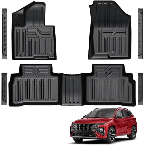LUMWAY TPE Floor Mats and Door Sill Guards for 2022-2026 Hyundai Tucson Gas, Black