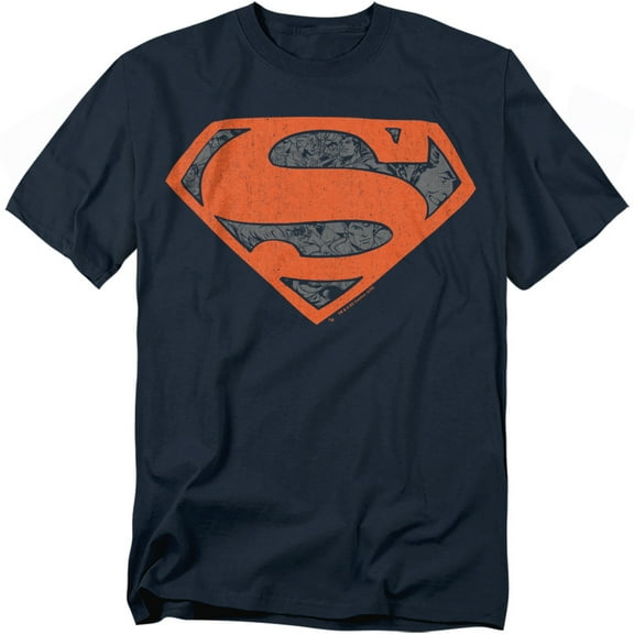 Superman T-Shirt Vintage Shield Collage Unisex Graphic Tee For Men & Women Navy 