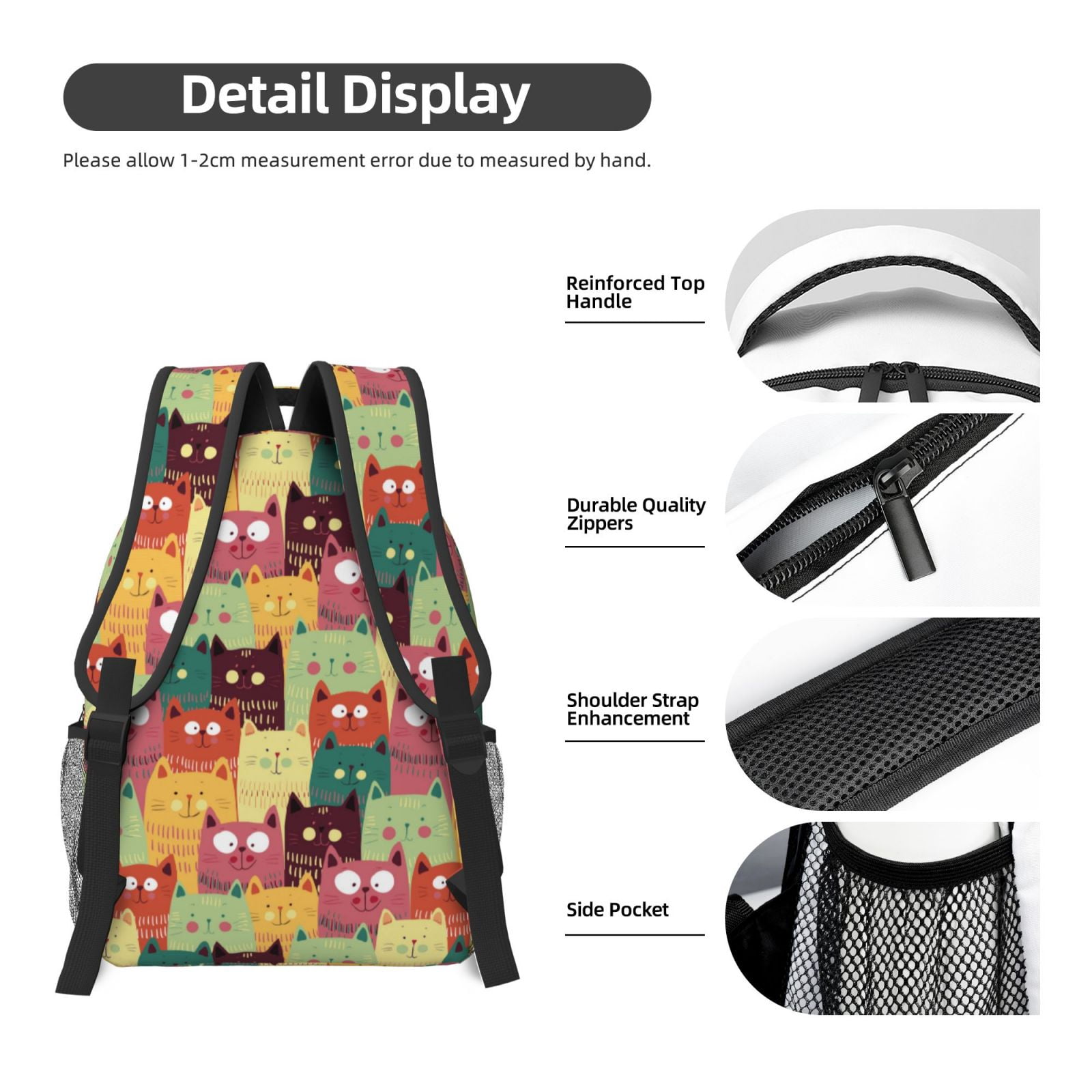 Xecao Cute Cartoon Cat Travel Backpack: A spacious, stylish computer backpack ideal for men and women, perfect for college, school, or daily travels