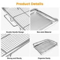 thumbnail image 5 of Air Fryer Basket Replacement, 2 Pieces Set 18.9''x13.1'' Food Grade Stainless Steel Air Fryer Replacement Tray Mesh Grill Roasting Rack Accessories for Convection Oven Air Fryer, Dishwasher Safe, 5 of 8