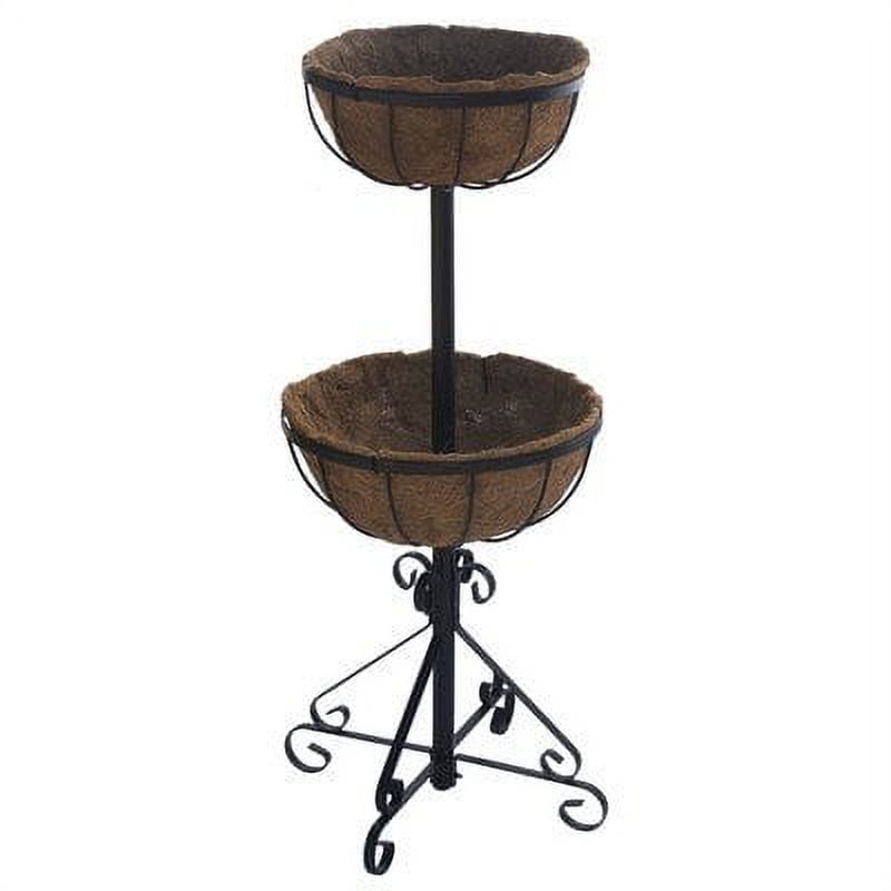 Gardman 2 TIER FORGE PLANTER - BLACK - WITH COCO LINERS