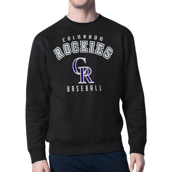 Men's Starter Black Colorado Rockies Team Logo Fleece Pullover Sweatshirt