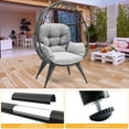 thumbnail image 5 of Dextrus Egg Chair Wicker Outdoor Indoor Oversized Large Lounger with Stand Cushion Egg Basket Chair 350lbs Capacity for Patio, Garden, Backyard, Balcony-Grey, 5 of 5