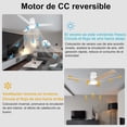thumbnail image 4 of Ohniyou Ventilador de techo de 52 pulgadas con luz y mando a distancia, 6 velocidades de viento, 3 temperaturas de color regulable LED ventilador de techo para uso en interiores al aire libre (blanco), 4 of 5