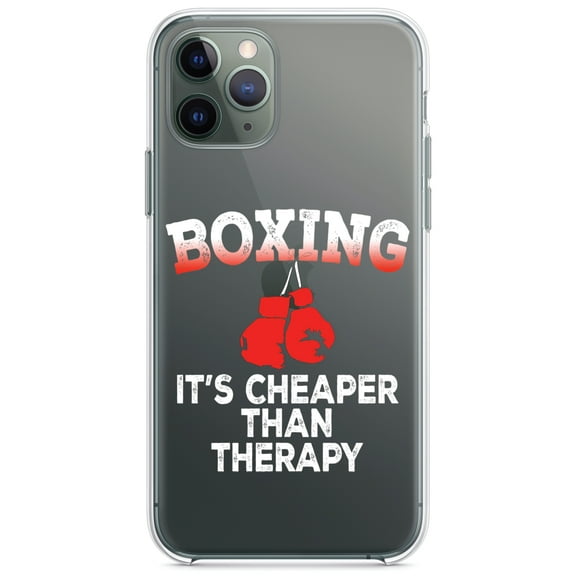 DistinctInk Clear Shockproof Hybrid Case for iPhone 13 Pro MAX (6.7" Screen) - TPU Bumper Acrylic Back Tempered Glass Screen Protector - Boxing It's Cheaper Than Therapy