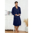 thumbnail image 2 of Vulcanodon Men’s Satin Robe Lightweight,Men's Luxurious Silk Kimono Bathrobe（Navy, XX-Large-3X-Large）, 2 of 6