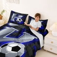 thumbnail image 3 of Castle Fairy Letter Soccer Print Bed Sheets 4-Piece, Futuristic Cubes Full Size Sheets, Silver Black Blue,1 Fitted Sheet, 1 Flat Sheet and 2 Pillowcases, 3 of 6