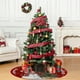 thumbnail image 4 of CaiYueKe Christmas Tree Skirt 35.4 Inch Red Snowman Pattern Festive Xmas Mat, Merry Christmas Print Holiday Party Home Decor for Tree Base Cover, Christmas Decoration for Family Gatherings, 4 of 7