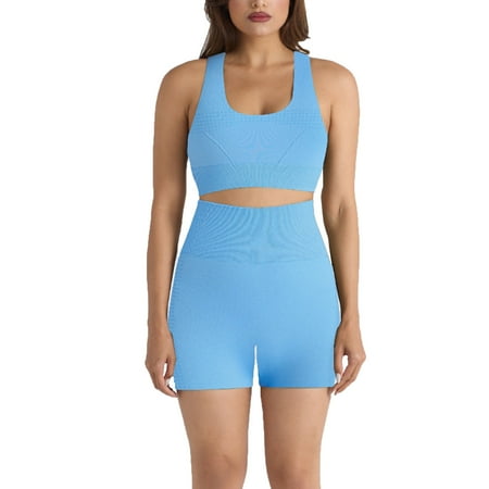 hotojiny Workout Sets for Women Two Piece Sets Summer Seamless High Waist Shorts Legging with Sports Bra Gym Sets Outfit Tracksuit