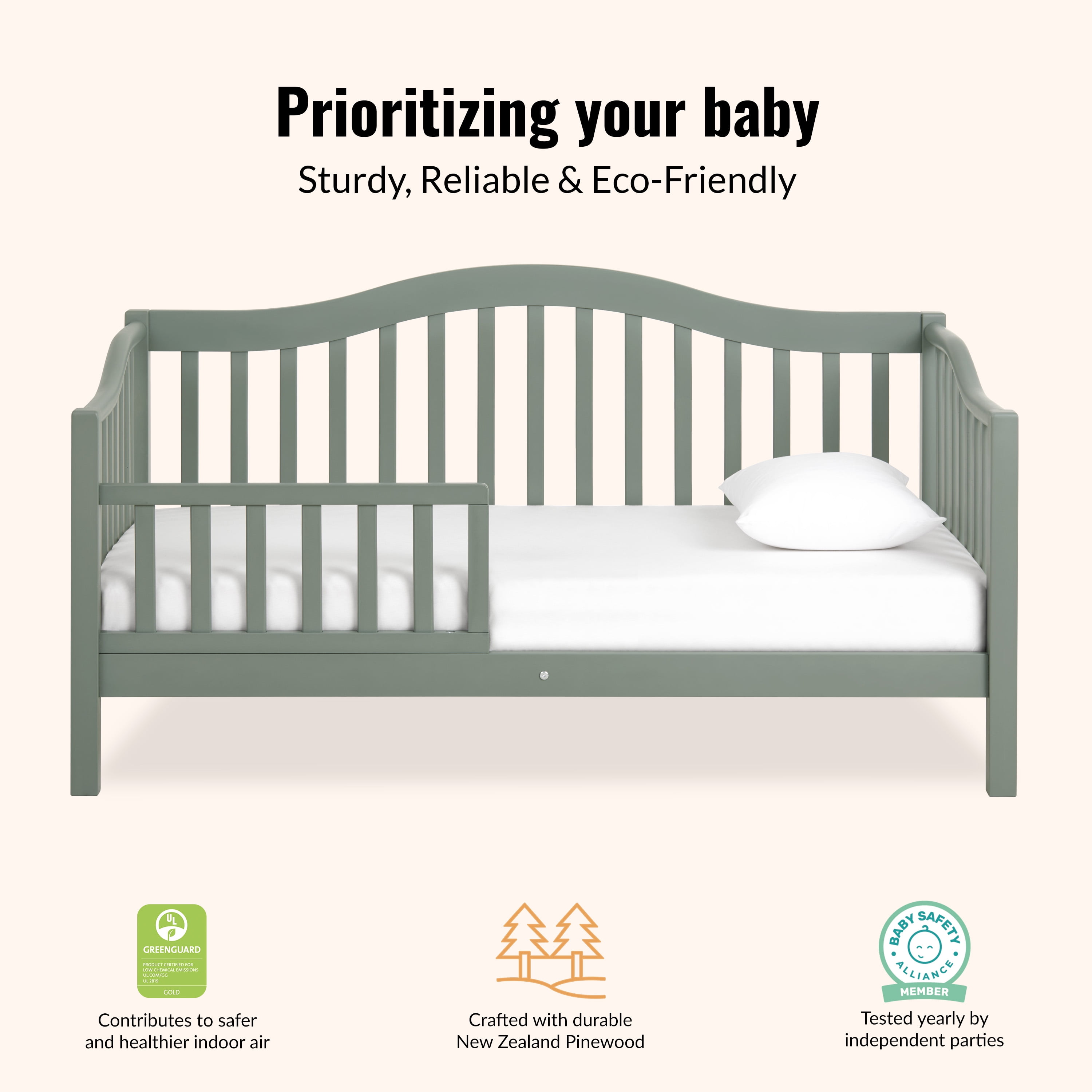 Dream On Me Austin Toddler Day Bed, Meadow Green