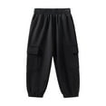 thumbnail image 2 of Tfken Pants For Boys Toddler Trendy Relaxed Elastic Waist Cargo Straight-Leg Black Trousers Size 3-4 Years, 2 of 8