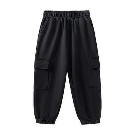 Toddler Boys Cargo Pants Elastic Waist Solid Jogger Trousers Children Loose Outdoor Sports Casual Pants