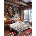 thumbnail image 4 of Christmas Elk Flannel Blanket for Bed,Travel and Camping, Snow Covered Forest Snowscape Watercolor Super Soft Cozy Blanket for All Seasons 50"x60", 4 of 6
