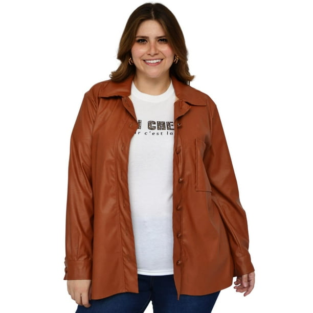 Sobrecamisa de vinipiel Roman Fashion/Tallas Extras, 2124 (Camel) cafe 38 Roman Fashion JA-2124-CAMEL-ALL