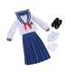 thumbnail image 1 of Traje de colegiala a escala 1:6, conjunto de manga larga para muñecas femeninas de 12 pulgadas azul, 1 of 7