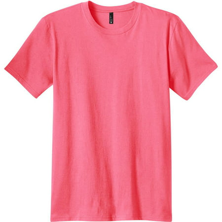 District Threads Young Mens Concert Tee. Neon Pink.
