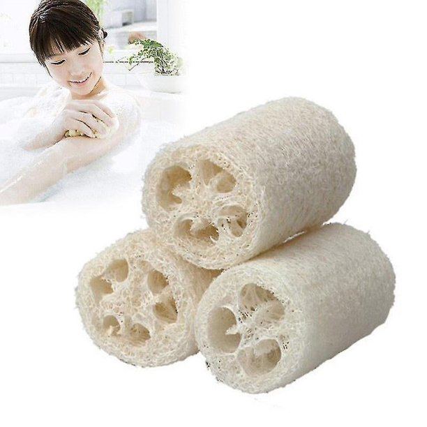 Esponja de baño de lufa natural LIUXGMXG 3 piezas cepillos para el cuerpo 10 cm de diámetro