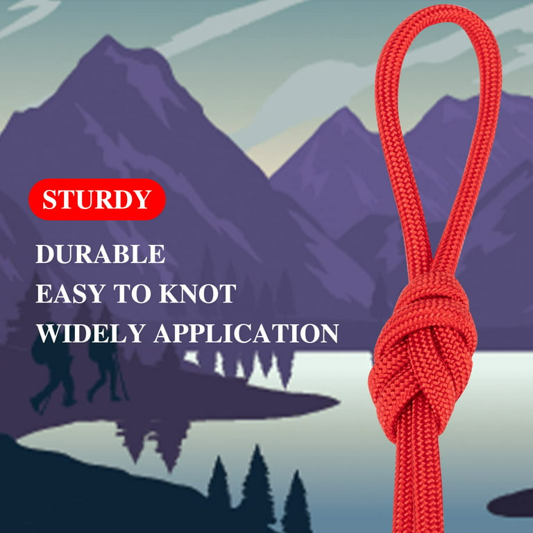 XKDOUS 550 Paracord 50ft Red Parachute Cord, 100% Nylon 7 Strand Inner Core  Type III Tactical Paracord Rope, Outside Survival Gear for Bracelets