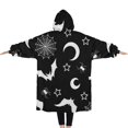 thumbnail image 2 of Oversized Wearable Blanket Hoodie,Black Halloween Bat Spider Pattern Sherpa Blanket Hoodie with Super Pockets,Super Warm Fuzzy Pullover for Women & Men, 2 of 6