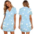 thumbnail image 7 of Xdegoge Sleepwear for Women Cute Print Nightshirt Short Sleeve Button Up V Neck Nightgown Contrast Trim Sleep Dress Notched Collar Loungewear Casual Loose Loungewear, 7 of 7