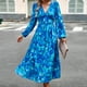 thumbnail image 5 of Vestido Vestido elegante estampado Estilo casual Vestido largo plisado de mujer Traje diario de gasa Cgtredaw Azul T M para Mujer, 5 of 6