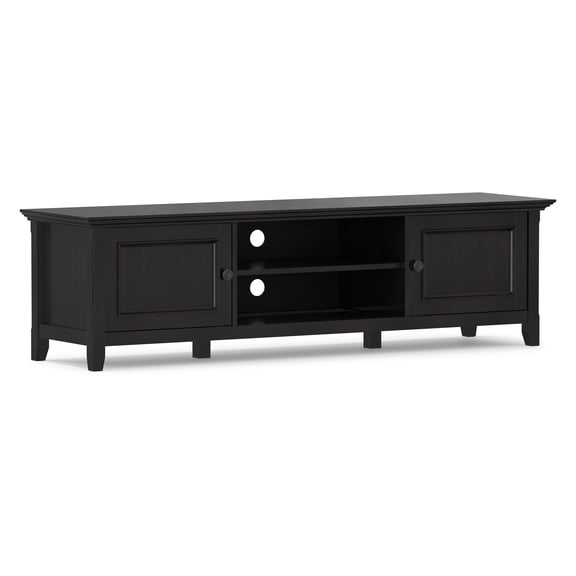 Simpli Home Amherst 72 inch Wide Solid Wood Low TV Stand in Hickory Brown For TVs up to 80 inches