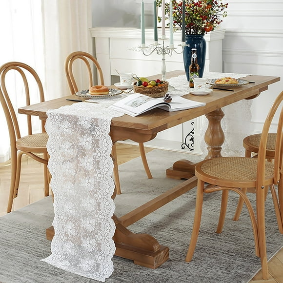 Clearance!Delayuji French White Embroidered Cotton Lace Table Flag Wedding Birthday Decorative Cover Cloth End Table Cloth